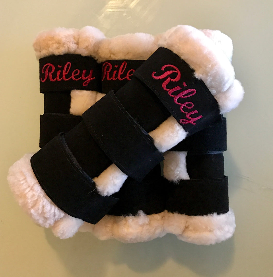 Set of 4 x suede & sheepskin boots